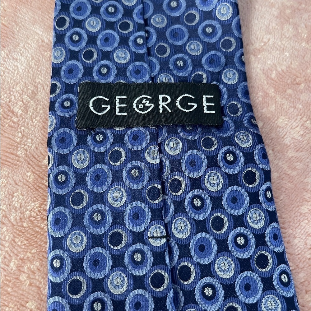 George Navy and Light Blue Patterned Men's Tie - Picture 6 of 7